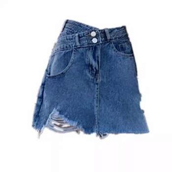 Модна дънкова пола Дамско облекло Лято 2023 г. Секси поли с А-силует на ханша Дамски долнища със счупени ръбове Streetwear Плюс размер S~5XL