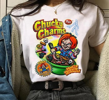 Τσάκι γραφικό εμπριμέ μπλουζάκι Chucky streetwear μόδας casual λαιμόκοψη κοντό μανίκι συν μέγεθος γυναικείο μπλουζάκι