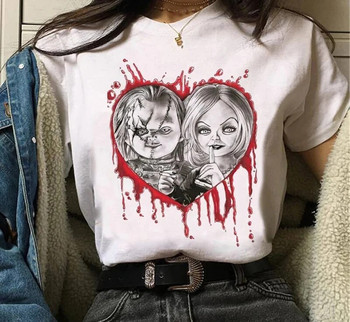 Τσάκι γραφικό εμπριμέ μπλουζάκι Chucky streetwear μόδας casual λαιμόκοψη κοντό μανίκι συν μέγεθος γυναικείο μπλουζάκι