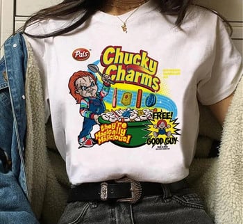 Τσάκι γραφικό εμπριμέ μπλουζάκι Chucky streetwear μόδας casual λαιμόκοψη κοντό μανίκι συν μέγεθος γυναικείο μπλουζάκι