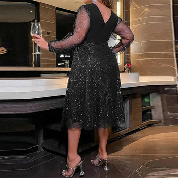 Мрежеста голяма официална рокля Occas Дамска лятна вечерна рокля 2024 г. Високо качество Плюс размер Тънка дълга пола Елегантна ретро роба