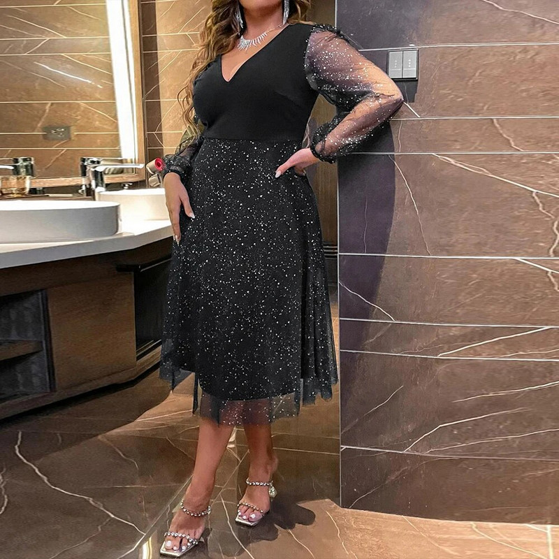 Mrežasta svečana Occas haljina velike veličine Ženska ljetna večernja zabava 2024. Visoka kvaliteta Tanka duga suknja velike veličine Elegantni vintage ogrtač