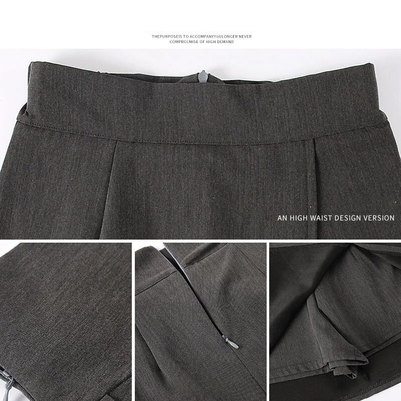 Sieviešu A-līnijas mini svārki ar augstu vidukli neregulāri sadalīti pussvārki meitenēm lielizmēra tievēšanai pelēki melni drošības šorti Īsa kleita