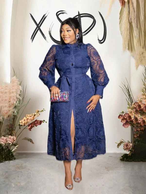 Γυναικεία μίντι φορέματα με μανίκια Γυναικείο vintage δαντελένιο φόρεμα συν μέγεθος Φθινοπωρινό χειμερινό μακρύ φόρεμα Κομψό Δωρεάν αποστολή Χονδρική