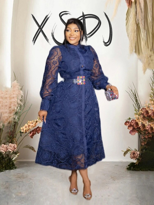 Γυναικεία μίντι φορέματα με μανίκια Γυναικείο vintage δαντελένιο φόρεμα συν μέγεθος Φθινοπωρινό χειμερινό μακρύ φόρεμα Κομψό Δωρεάν αποστολή Χονδρική