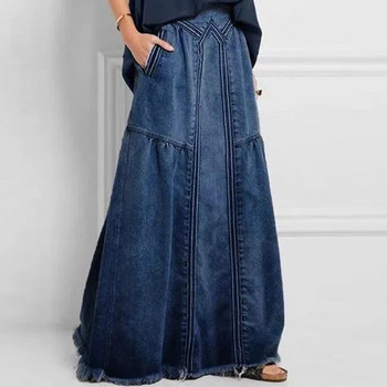Γυναικεία τζιν φούστα μακριά φούστα Stretch Vintage Loose Slim Fit Blue Club Streetwear Βαμβακερές σέξι φούστες Harajuku Plus Size
