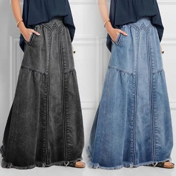 Γυναικεία τζιν φούστα μακριά φούστα Stretch Vintage Loose Slim Fit Blue Club Streetwear Βαμβακερές σέξι φούστες Harajuku Plus Size