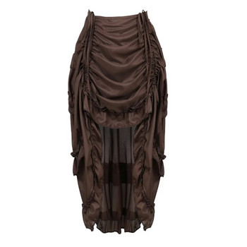 Gothic Steampunk Ανώμαλη πλισέ μακριά φούστα Ψηλές χαμηλές φούστες Σέξι χορευτική φούστα για ενήλικες Ταίριασμα κορσέ Κοστούμι πειρατών Plus Size