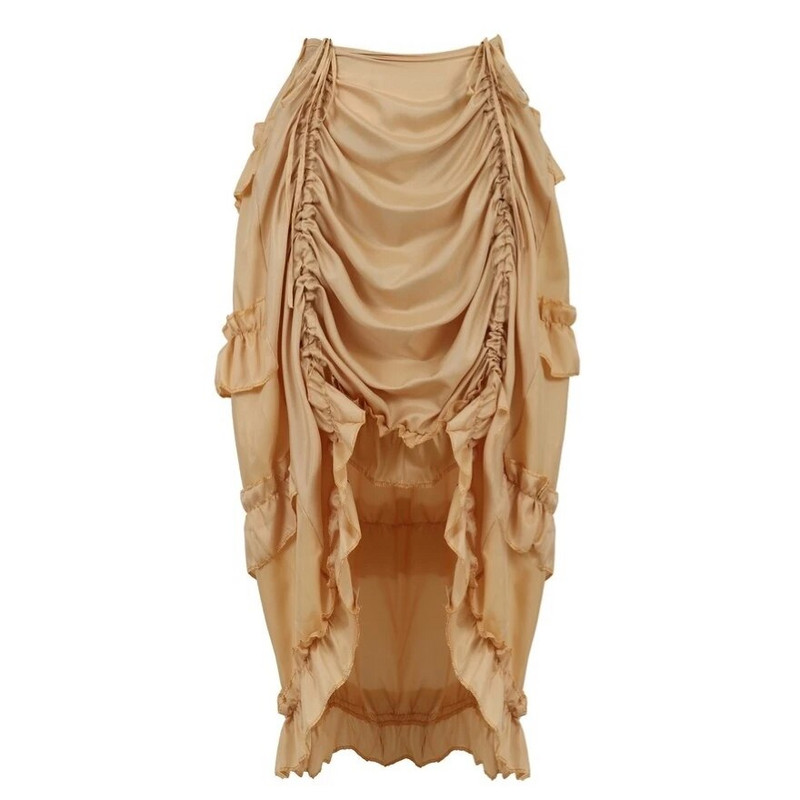 Gothic Steampunk Ανώμαλη πλισέ μακριά φούστα Ψηλές χαμηλές φούστες Σέξι χορευτική φούστα για ενήλικες Ταίριασμα κορσέ Κοστούμι πειρατών Plus Size