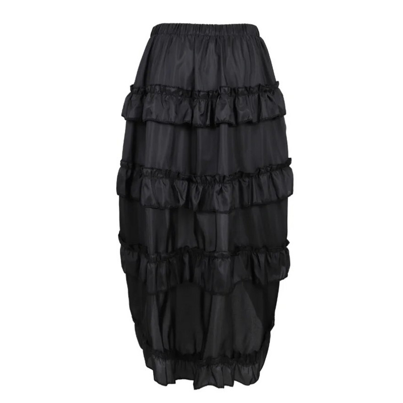 Gothic Steampunk Ανώμαλη πλισέ μακριά φούστα Ψηλές χαμηλές φούστες Σέξι χορευτική φούστα για ενήλικες Ταίριασμα κορσέ Κοστούμι πειρατών Plus Size