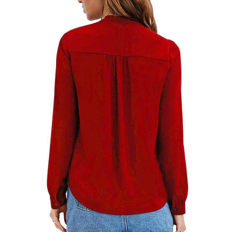 Singwing Ženske jednobojne košulje Prsa s zavojem Mašna Bluze dugih rukava Ženske uredske poslovne majice Majice
