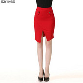 plus size S-5XL Φούστα Νέα γυναικεία ακανόνιστη αυτοκαλλιέργεια με κουμπί γοφές γυναικείες φούστες επαγγελματικό ψηλόμεσο μπροστινό πιρούνι Faldas