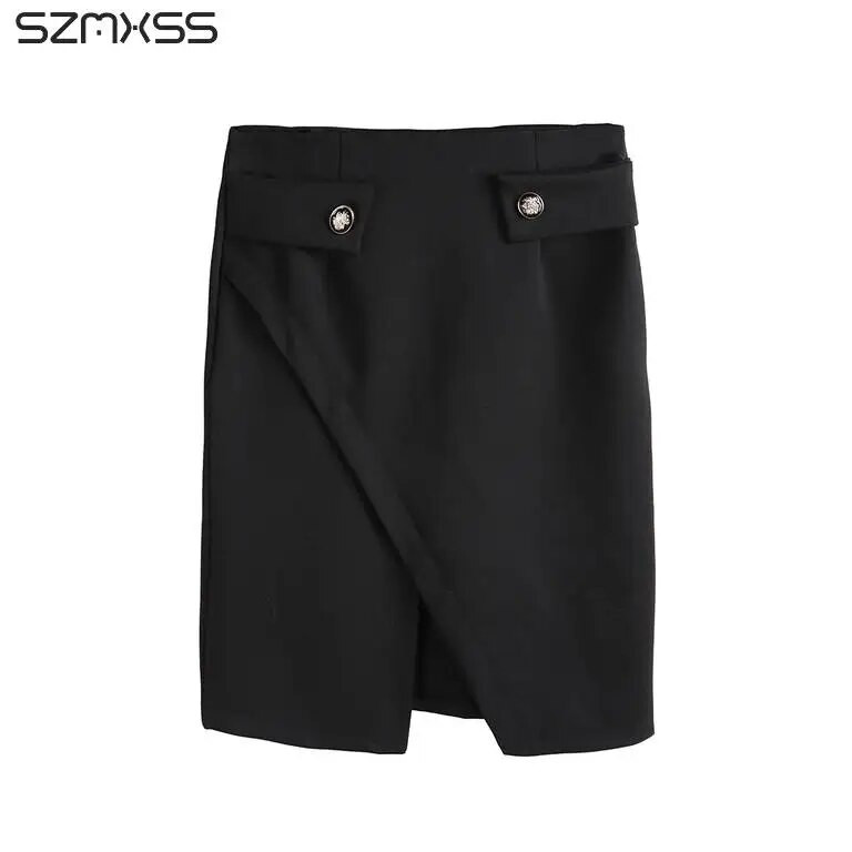 plus size S-5XL Φούστα Νέα γυναικεία ακανόνιστη αυτοκαλλιέργεια με κουμπί γοφές γυναικείες φούστες επαγγελματικό ψηλόμεσο μπροστινό πιρούνι Faldas