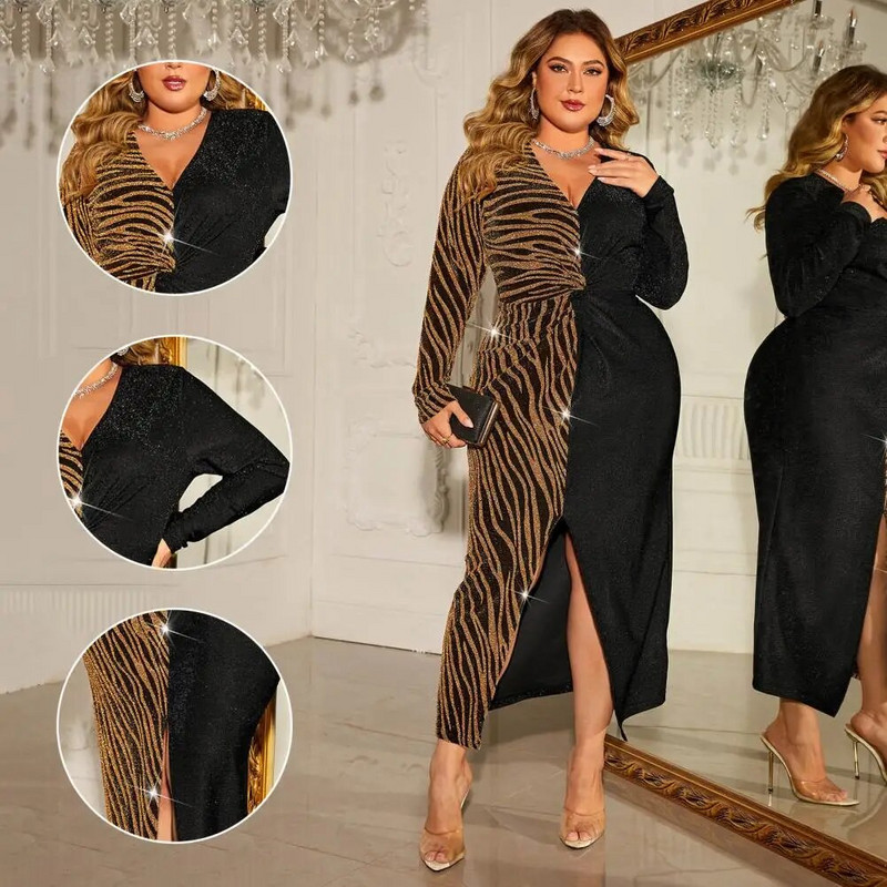 Κομψό μάξι φόρεμα με χρώμα με φραγή χρώματος, μάξι φόρεμα με λαιμόκοψη V λαιμόκοψη, λεπτή εφαρμογή για χορό ειδικές περιστάσεις για γυναίκες