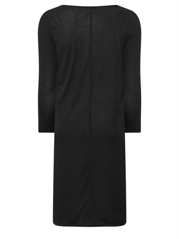 Плюс размер Елегантна есенна рипсена плетена миди рокля Дамска черна права рокля с дълъг ръкав Дамска ежедневна рокля с голям размер 4XL 5XL