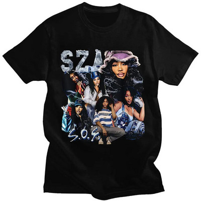 Hip Hop Harajuku Streetwear Rapper SZA CTRL X SOS Album Nyomtatott póló Női Vintage 90-es évek Uniszex póló Nagy méretű pamut uniszex