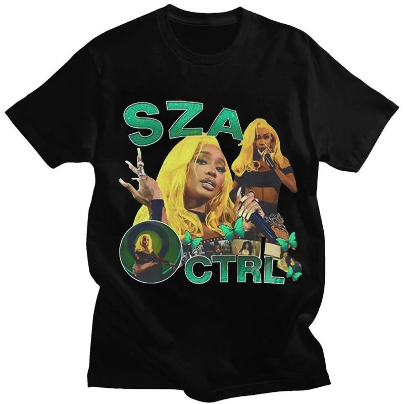 Hip Hop Harajuku Streetwear Rapper SZA CTRL X SOS Album Nyomtatott póló Női Vintage 90-es évek Uniszex póló Nagy méretű pamut uniszex