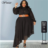 Wmstar Liela izmēra kleita Sieviešu ballītei Seksīga sieta neregulāra apakšmala dzimšanas dienas klubu tērpi ar garām piedurknēm Karstā izpārdošana Vairumtirdzniecība