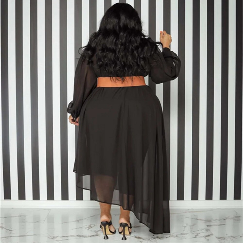 Wmstar Liela izmēra kleita Sieviešu ballītei Seksīga sieta neregulāra apakšmala dzimšanas dienas klubu tērpi ar garām piedurknēm Karstā izpārdošana Vairumtirdzniecība