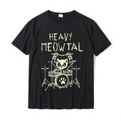 Heavy Meowtal Cat Metal Music Majica s kratkim rukavima Žene Muškarci Ideja za dar Smiješna majica kratkih rukava za vlasnike kućnih ljubimaca Majica s printom od čistog pamuka Majice velikih veličina