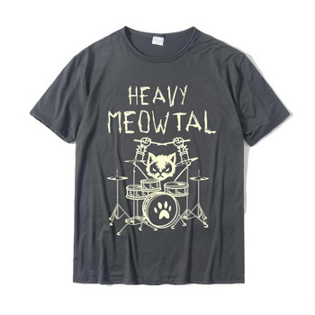 Heavy Meowtal Cat Metal Music Tshirt Γυναικεία Ανδρική Ιδέα Δώρου Αστεία μπλουζάκι ιδιοκτήτριας κατοικίδιων εμπριμέ Μπλουζάκι από καθαρό βαμβάκι, τοπ σε μέγεθος