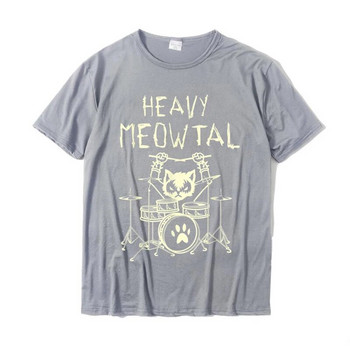 Heavy Meowtal Cat Metal Music Tshirt Γυναικεία Ανδρική Ιδέα Δώρου Αστεία μπλουζάκι ιδιοκτήτριας κατοικίδιων εμπριμέ Μπλουζάκι από καθαρό βαμβάκι, τοπ σε μέγεθος