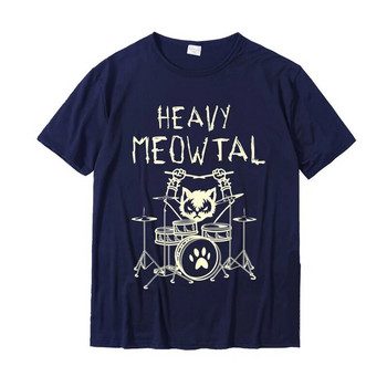 Heavy Meowtal Cat Metal Music Tshirt Γυναικεία Ανδρική Ιδέα Δώρου Αστεία μπλουζάκι ιδιοκτήτριας κατοικίδιων εμπριμέ Μπλουζάκι από καθαρό βαμβάκι, τοπ σε μέγεθος