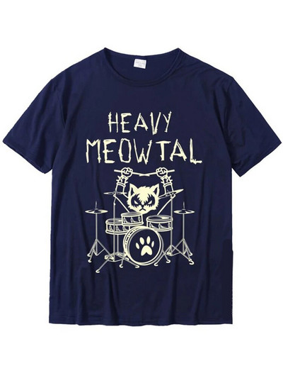 Heavy Meowtal Cat Metal Music Majica s kratkim rukavima Žene Muškarci Ideja za dar Smiješna majica kratkih rukava za vlasnike kućnih ljubimaca Majica s printom od čistog pamuka Majice velikih veličina