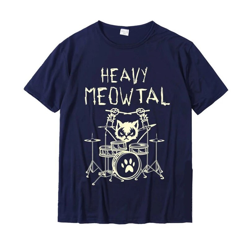 Heavy Meowtal Cat Metal Music Majica s kratkim rukavima Žene Muškarci Ideja za dar Smiješna majica kratkih rukava za vlasnike kućnih ljubimaca Majica s printom od čistog pamuka Majice velikih veličina