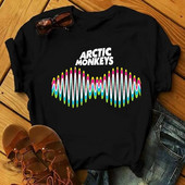 Arctic Monkeys Rock Band Graphic Print Μπλουζάκι Ανδρική Μόδα Vintage Hip Hop Street κοντό μανίκι Μπλουζάκι σε συντομότερο μέγεθος Γυναικείο