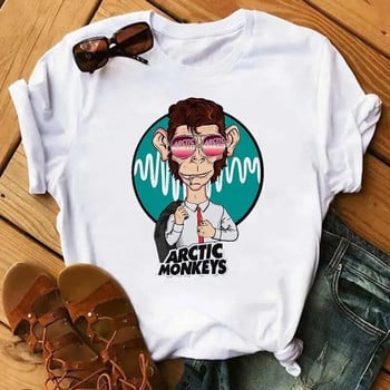 Arctic Monkeys Rock Band Graphic Print Μπλουζάκι Ανδρική Μόδα Vintage Hip Hop Street κοντό μανίκι Μπλουζάκι σε συντομότερο μέγεθος Γυναικείο