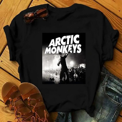 Arctic Monkeys Rock Band Graphic Print Μπλουζάκι Ανδρική Μόδα Vintage Hip Hop Street κοντό μανίκι Μπλουζάκι σε συντομότερο μέγεθος Γυναικείο