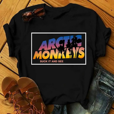 Arctic Monkeys Rock Band Graphic Print Μπλουζάκι Ανδρική Μόδα Vintage Hip Hop Street κοντό μανίκι Μπλουζάκι σε συντομότερο μέγεθος Γυναικείο