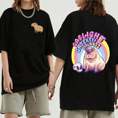 Funny Animals Capybara Rajzfilm nyomtatott póló Női Férfi Pamut Nagy méretű felsők póló Y2k Unisex divatos Harajuku pólók