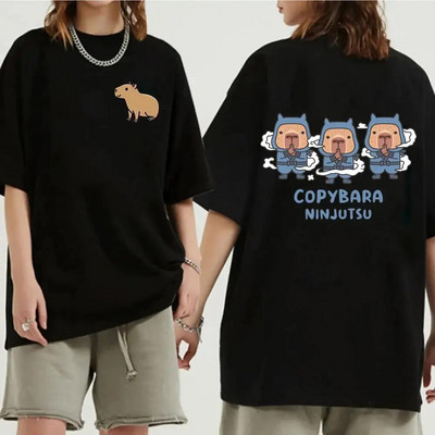 Funny Animals Capybara Rajzfilm nyomtatott póló Női Férfi Pamut Nagy méretű felsők póló Y2k Unisex divatos Harajuku pólók