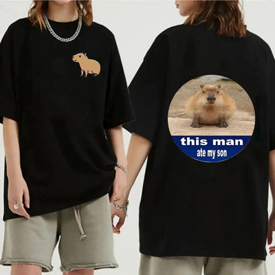 Funny Animals Capybara Rajzfilm nyomtatott póló Női Férfi Pamut Nagy méretű felsők póló Y2k Unisex divatos Harajuku pólók