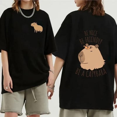 Funny Animals Capybara Rajzfilm nyomtatott póló Női Férfi Pamut Nagy méretű felsők póló Y2k Unisex divatos Harajuku pólók