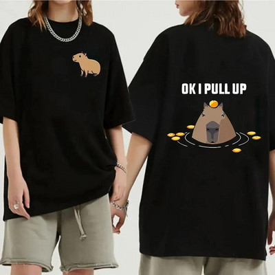 Funny Animals Capybara Rajzfilm nyomtatott póló Női Férfi Pamut Nagy méretű felsők póló Y2k Unisex divatos Harajuku pólók