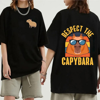 Funny Animals Capybara Rajzfilm nyomtatott póló Női Férfi Pamut Nagy méretű felsők póló Y2k Unisex divatos Harajuku pólók
