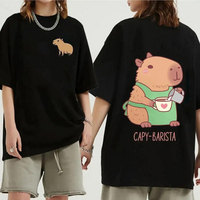 Funny Animals Capybara Rajzfilm nyomtatott póló Női Férfi Pamut Nagy méretű felsők póló Y2k Unisex divatos Harajuku pólók
