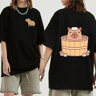 Funny Animals Capybara Rajzfilm nyomtatott póló Női Férfi Pamut Nagy méretű felsők póló Y2k Unisex divatos Harajuku pólók