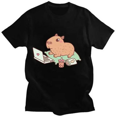 Funny Animals Capybara Rajzfilm nyomtatott póló Női Férfi Pamut Nagy méretű felsők póló Y2k Unisex divatos Harajuku pólók