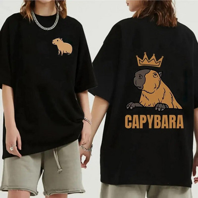 Funny Animals Capybara Rajzfilm nyomtatott póló Női Férfi Pamut Nagy méretű felsők póló Y2k Unisex divatos Harajuku pólók