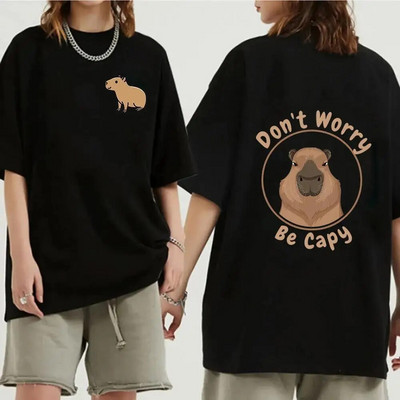 Funny Animals Capybara Rajzfilm nyomtatott póló Női Férfi Pamut Nagy méretű felsők póló Y2k Unisex divatos Harajuku pólók