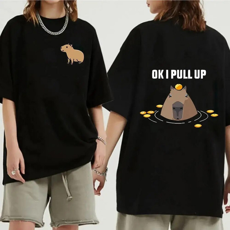 Funny Animals Capybara Rajzfilm nyomtatott póló Női Férfi Pamut Nagy méretű felsők póló Y2k Unisex divatos Harajuku pólók