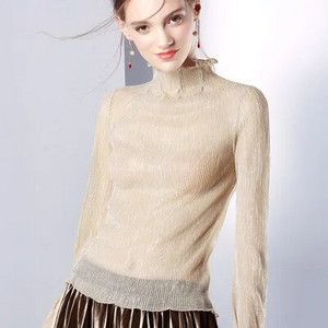 2019 Νέα μόδα για την Άνοιξη Γυναικείες μπλούζες με δαντέλα με ζιβάγκο Διχτυωτό πουκάμισο παντός αγώνα Γυναικεία μπλουζάκια πουλόβερ Σύντομο φθινοπωρινό πάτο WZ898