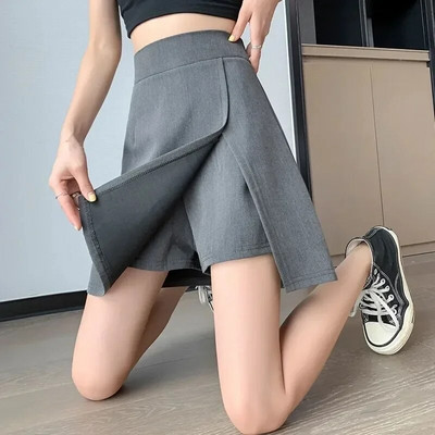 Модна пола с къси панталони Дамски корейски мини поли с висока талия Дамска лятна 2024 г. цип на гърба Плюс размер 4Xl A-силует