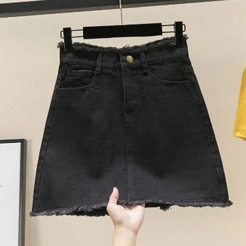 Vintage traper suknja, ljetne 2024. Ženske mini suknje s neravninama, korejski visoki struk, kratka suknja plus veličine 5XL