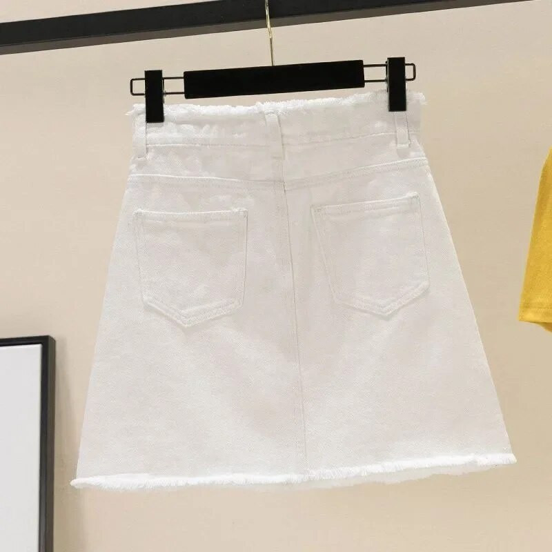 Vintage traper suknja, ljetne 2024. Ženske mini suknje s neravninama, korejski visoki struk, kratka suknja plus veličine 5XL