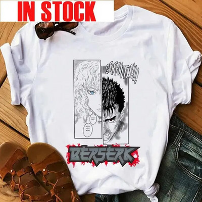 Anime Ženska majica Berserk Guts Eyes Print Muška Cool Graphic T-shirt Manga Streetwear Pamuk Hip Hop Majice velikih veličina